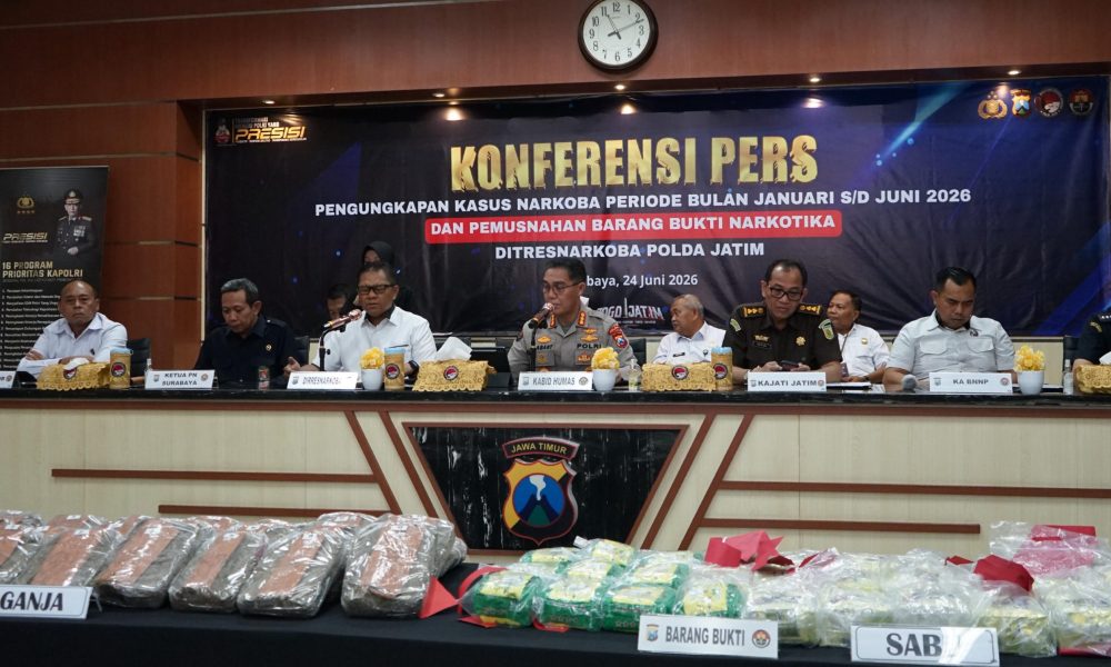 Polda Jatim Ungkap 3.157 Kasus Narkoba Semester I Tahun 2026, Selamatkan 2,79 Juta Jiwa dari Bahaya Narkotika