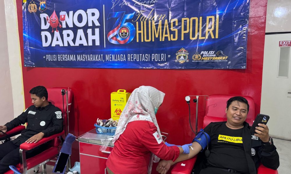 Sambut HUT Humas Polri ke-75, Sihumas Polres Pasuruan Kota Gelar Donor Darah untuk Sesama